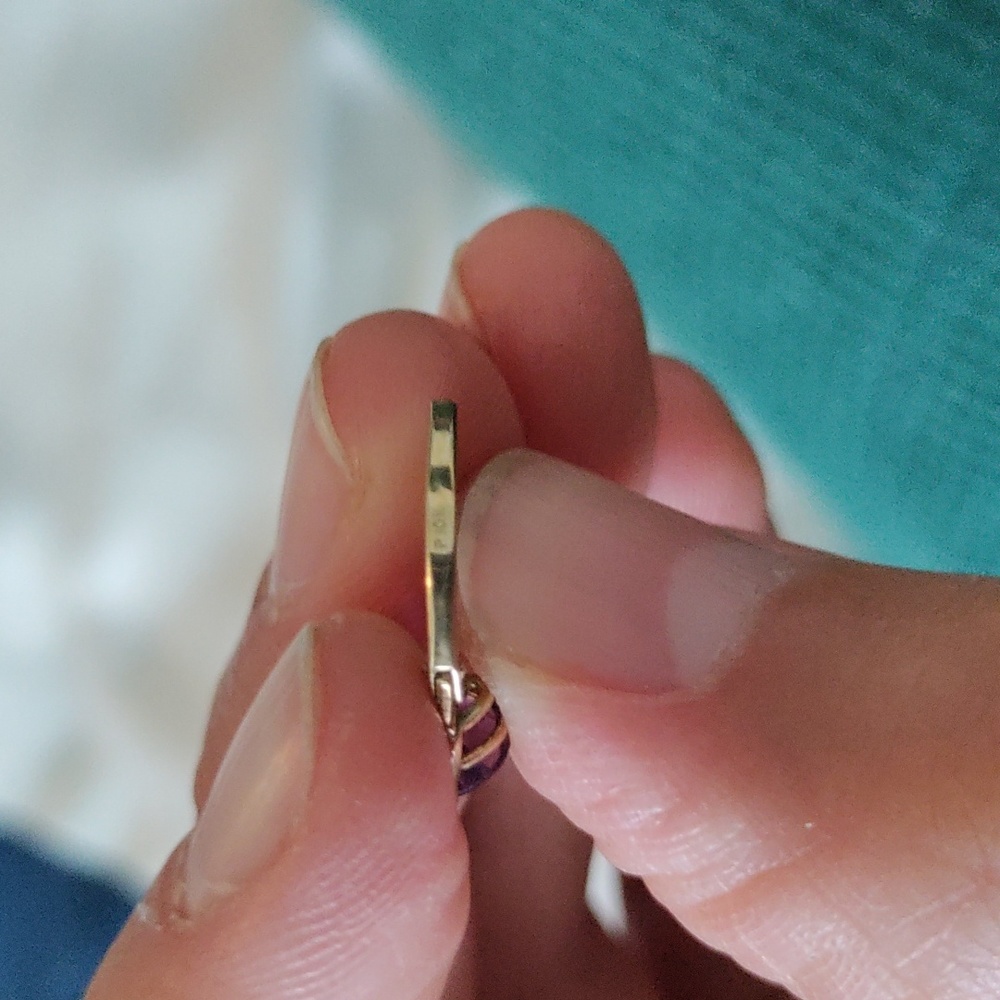 10k Gold and Amethyst Birthstone Earrings - Picture 6 of 6